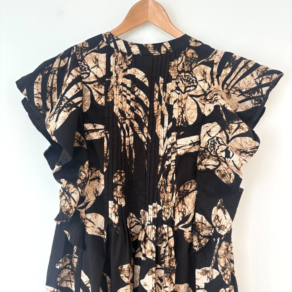 Anthropologie Black Maxi Dress with Tan Floral Motif - Picture 10 of 13